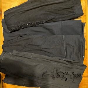 Black Leggings with Lace and Bow Details